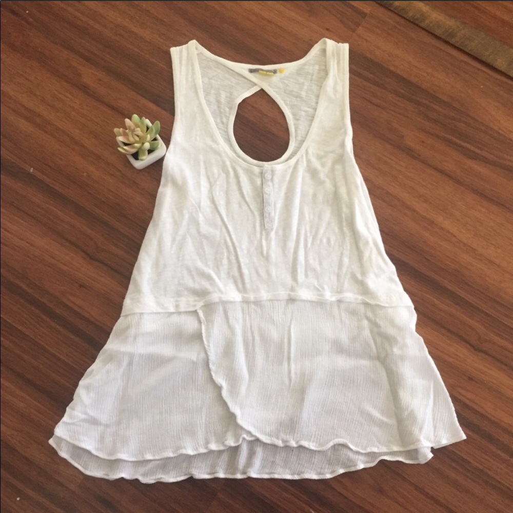 Anthropologie White Key Hole Tank Too